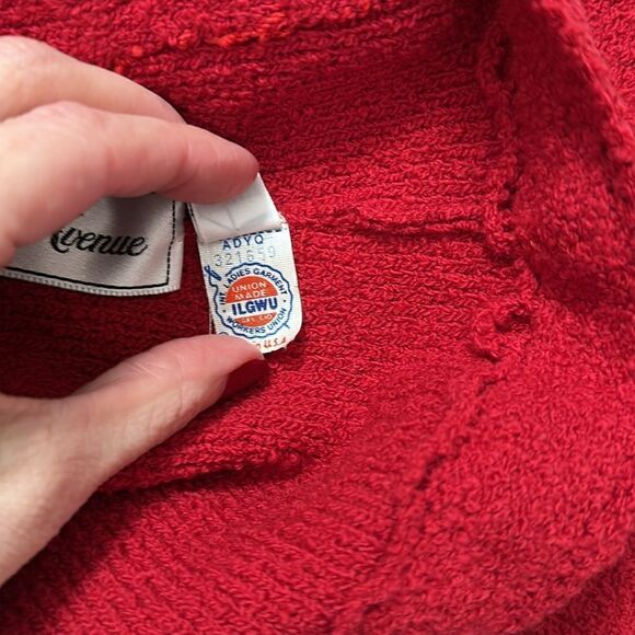 Adolfo Saks Fifth Avenue red wool skirt suit jacket 6 medium m gold - Picture 14 of 14